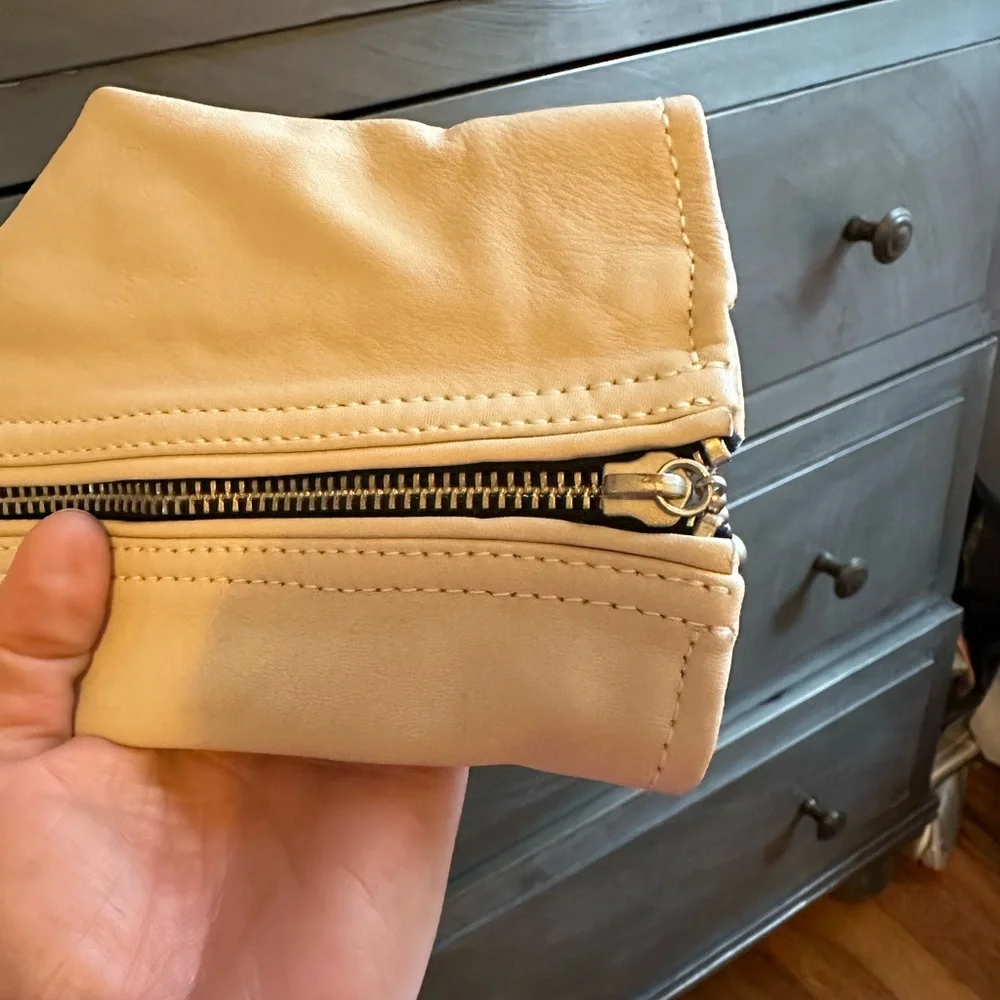 All Saints Cream Beige Leather Jacket 4 - Picture 7 of 7
